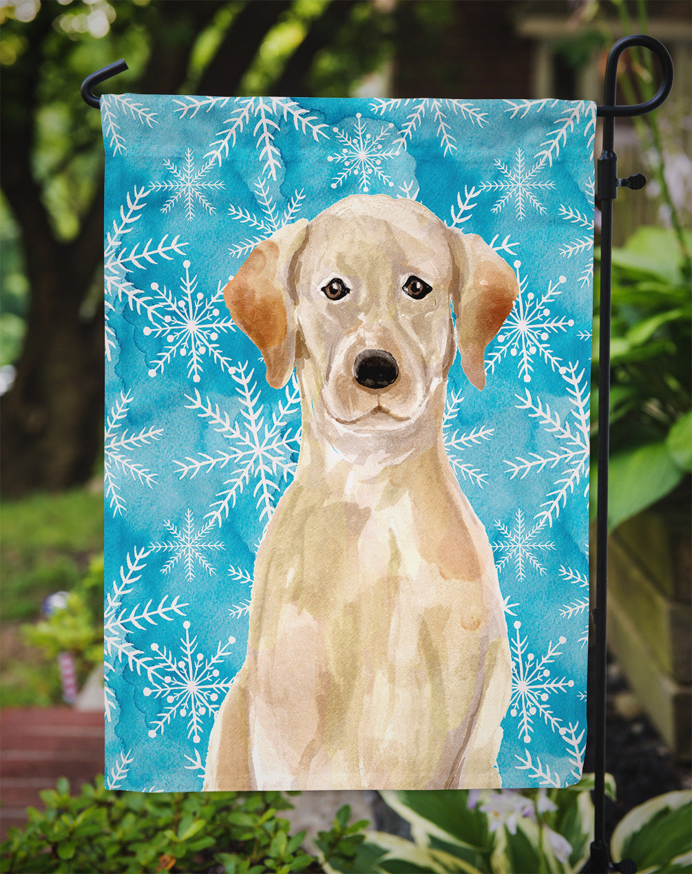 Yellow Labrador Winter Garden Flag Mailbox Decorative Yard Banner Outside Patio Artwork for Flower Beds, Garden Size, Multicolor