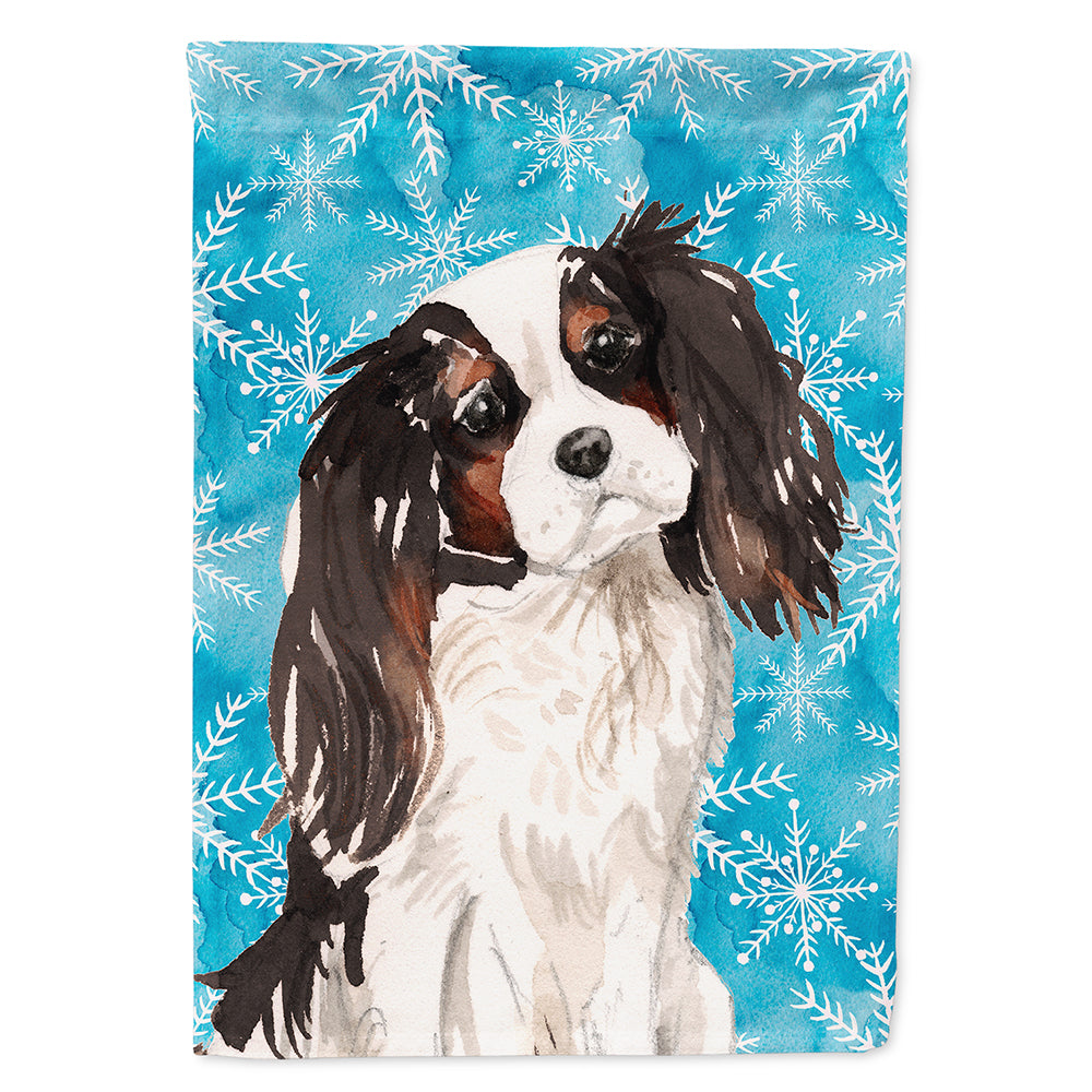 Tricolor Cavalier Spaniel Winter House Flag 28x40 Porch Sleeve Pole Decorative Outside Yard Banner Artwork Wall Hanging, Polyester