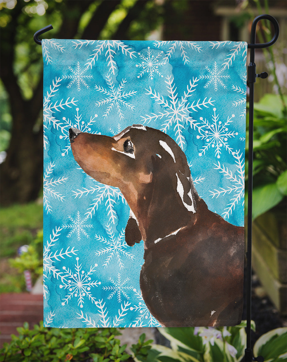 Black and Tan Dachshund Winter Garden Flag Mailbox Decorative Yard Banner Outside Patio Artwork for Flower Beds, Garden Size, Multicolor