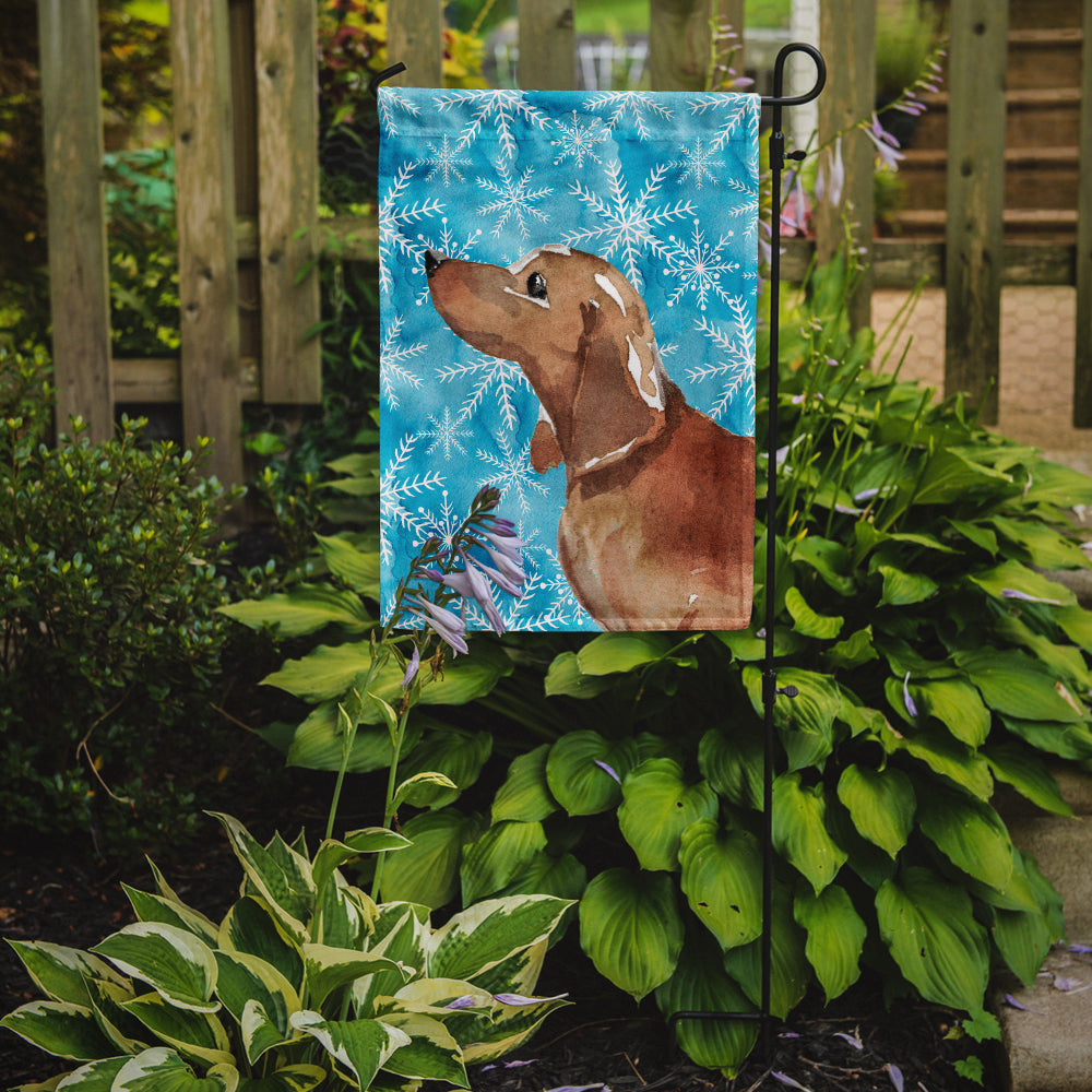 Red Tan Dachshund Winter Garden Flag Mailbox Decorative Yard Banner Outside Patio Artwork for Flower Beds, Garden Size, Multicolor