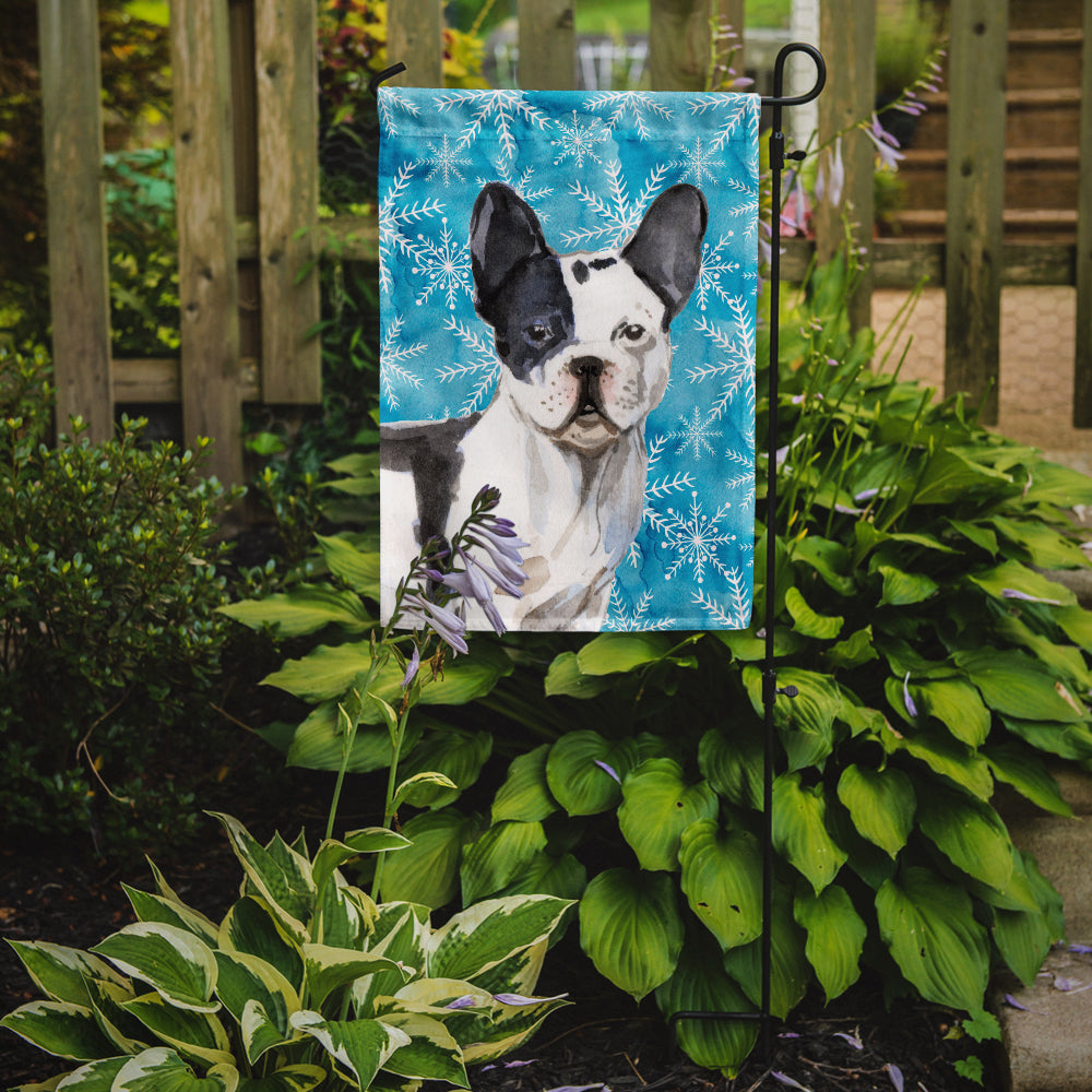 Black White French Bulldog Winter Garden Flag Mailbox Decorative Yard Banner Outside Patio Artwork for Flower Beds, Garden Size, Multicolor