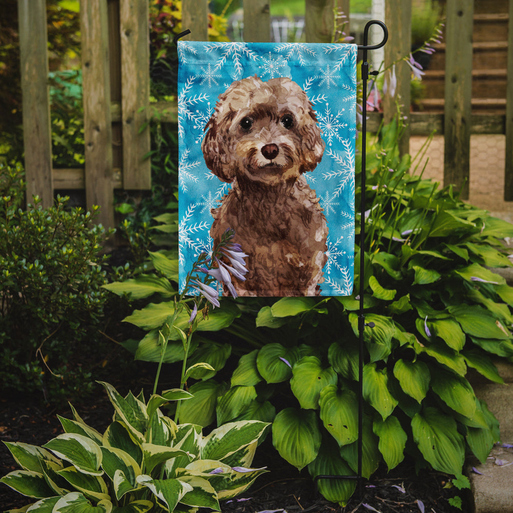 Brown Cockapoo Winter Garden Flag Mailbox Decorative Yard Banner Outside Patio Artwork for Flower Beds, Garden Size, Multicolor