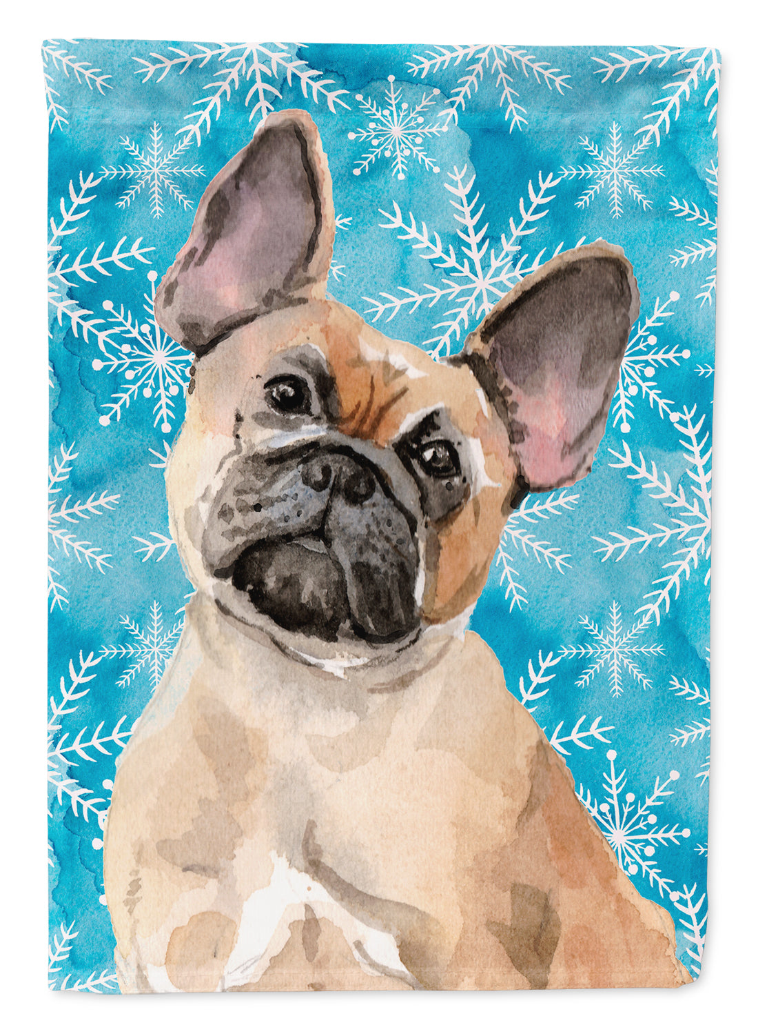 Fawn French Bulldog Winter Garden Flag Mailbox Decorative Yard Banner Outside Patio Artwork for Flower Beds, Garden Size, Multicolor