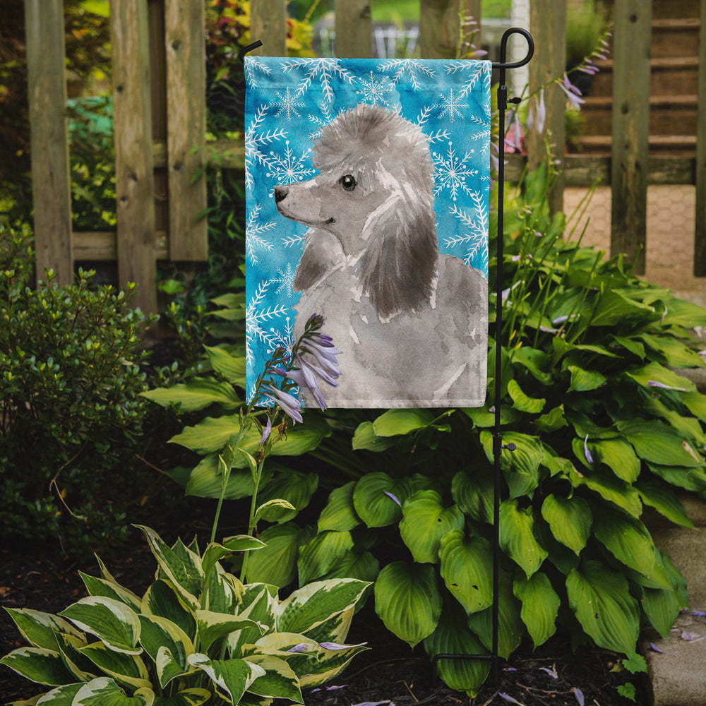 Grey Standard Poodle Winter Garden Flag Mailbox Decorative Yard Banner Outside Patio Artwork for Flower Beds, Garden Size, Multicolor