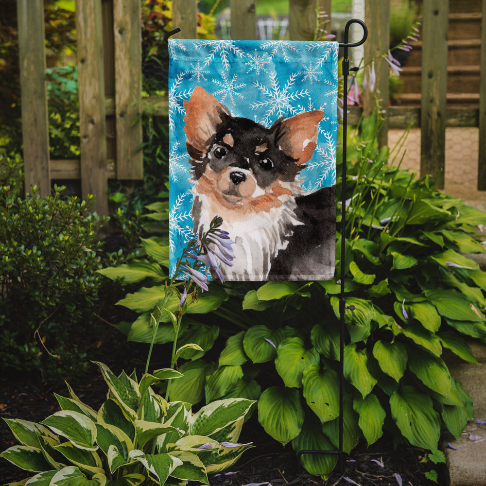 Long Haired Chihuahua Winter Garden Flag Mailbox Decorative Yard Banner Outside Patio Artwork for Flower Beds, Garden Size, Multicolor