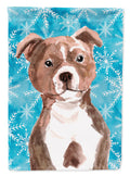 Red Staffie Bull Terrier Winter Garden Flag Mailbox Decorative Yard Banner Outside Patio Artwork for Flower Beds, Garden Size, Multicolor