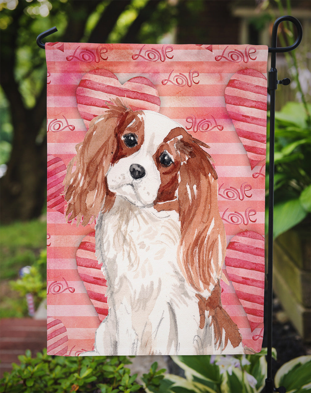 Blenheim Cavalier Spaniel Love Garden Flag Mailbox Decorative Yard Banner Outside Patio Artwork for Flower Beds, Garden Size, Multicolor