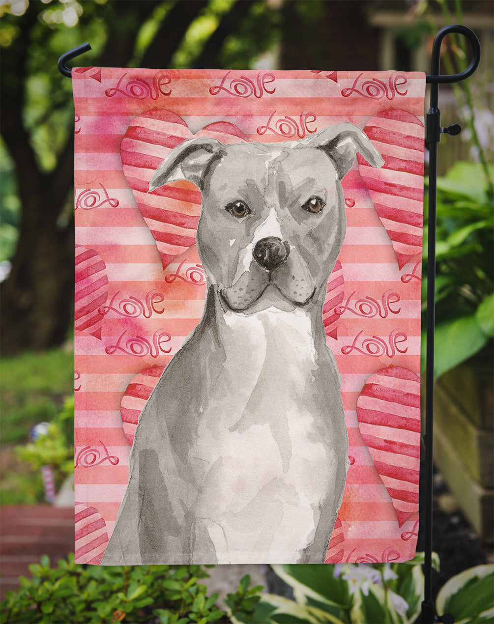 Staffordshire Bull Terrier Love Garden Flag Mailbox Decorative Yard Banner Outside Patio Artwork for Flower Beds, Garden Size, Multicolor