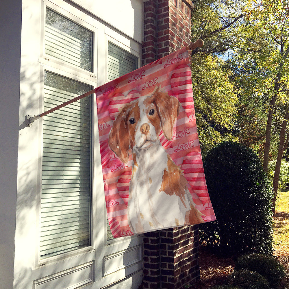 Brittany Spaniel Love House Flag 28x40 Porch Sleeve Pole Decorative Outside Yard Banner Artwork Wall Hanging, Polyester