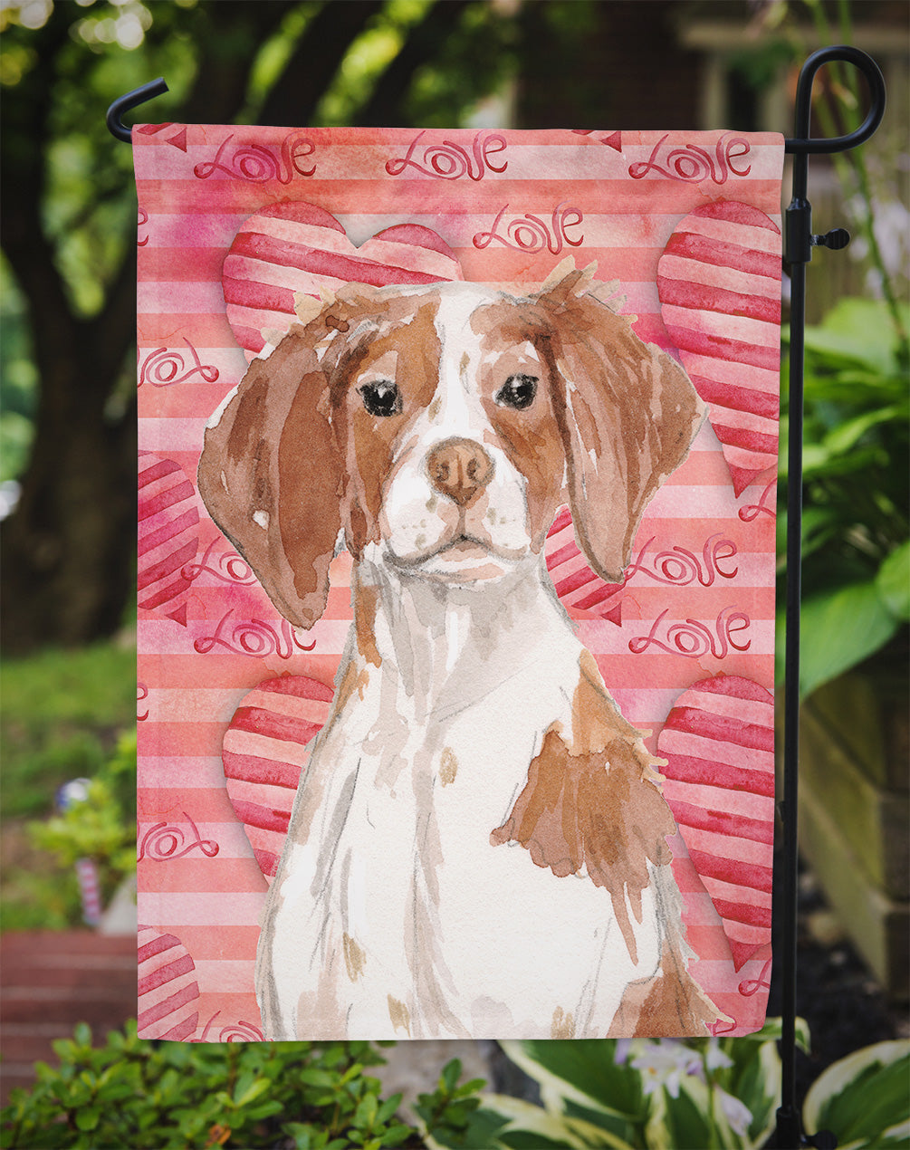 Brittany Spaniel Love Garden Flag Mailbox Decorative Yard Banner Outside Patio Artwork for Flower Beds, Garden Size, Multicolor