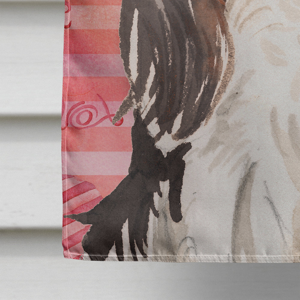Tricolor Cavalier Spaniel Love House Flag 28x40 Porch Sleeve Pole Decorative Outside Yard Banner Artwork Wall Hanging, Polyester