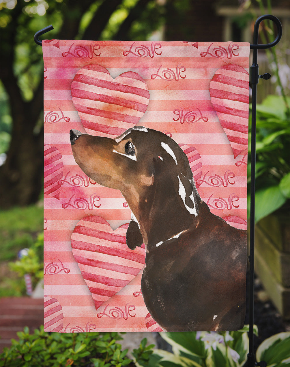 Black and Tan Dachshund Love Garden Flag Mailbox Decorative Yard Banner Outside Patio Artwork for Flower Beds, Garden Size, Multicolor