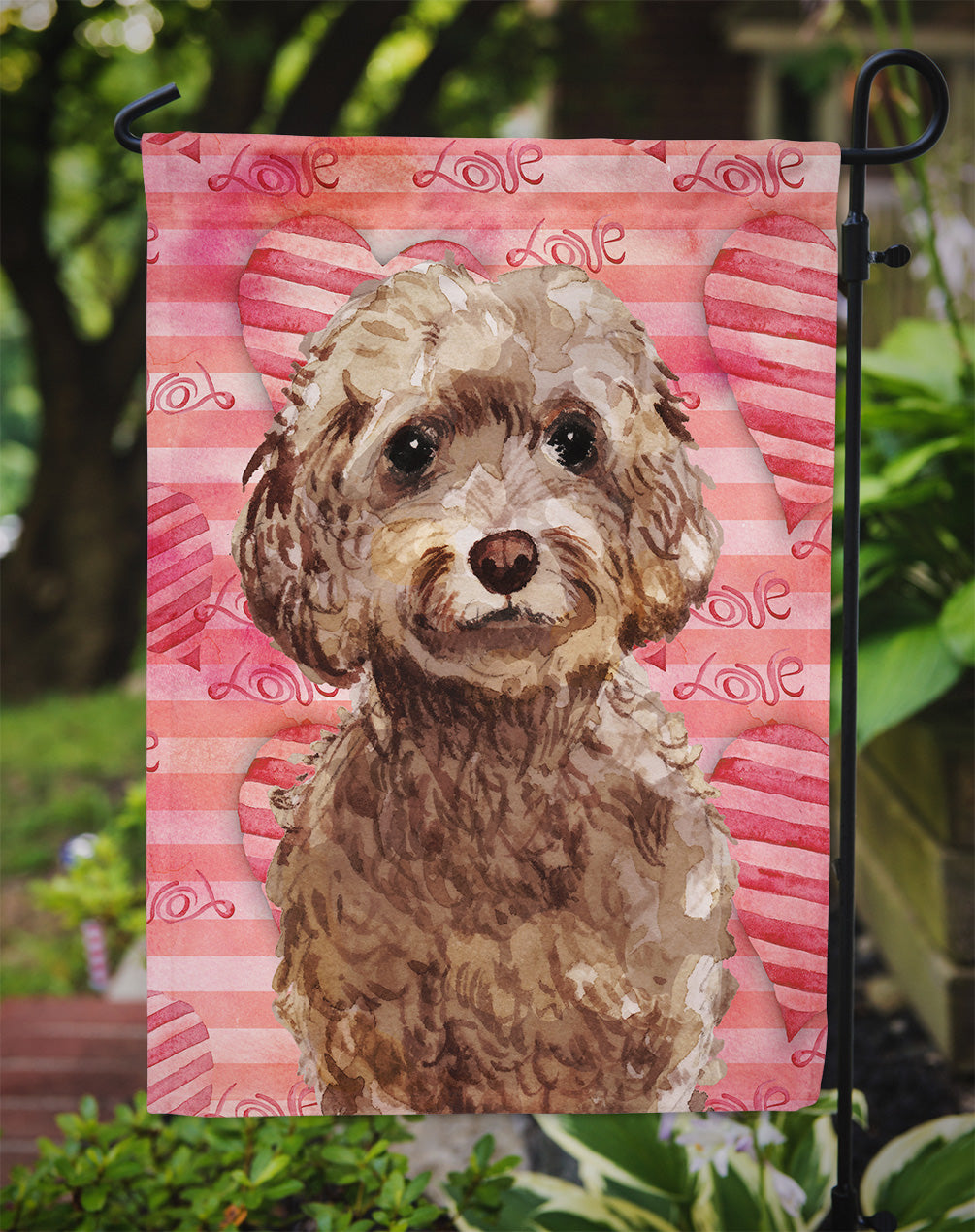 Brown Cockapoo Love Garden Flag Mailbox Decorative Yard Banner Outside Patio Artwork for Flower Beds, Garden Size, Multicolor