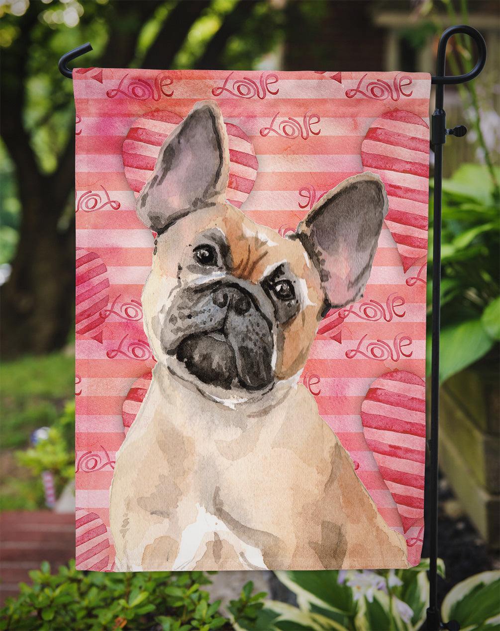 Fawn French Bulldog Love Garden Flag Mailbox Decorative Yard Banner Outside Patio Artwork for Flower Beds, Garden Size, Multicolor