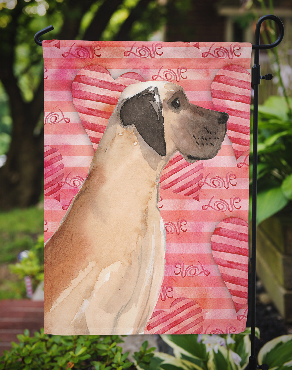 Fawn Natural Great Dane Love Garden Flag Mailbox Decorative Yard Banner Outside Patio Artwork for Flower Beds, Garden Size, Multicolor