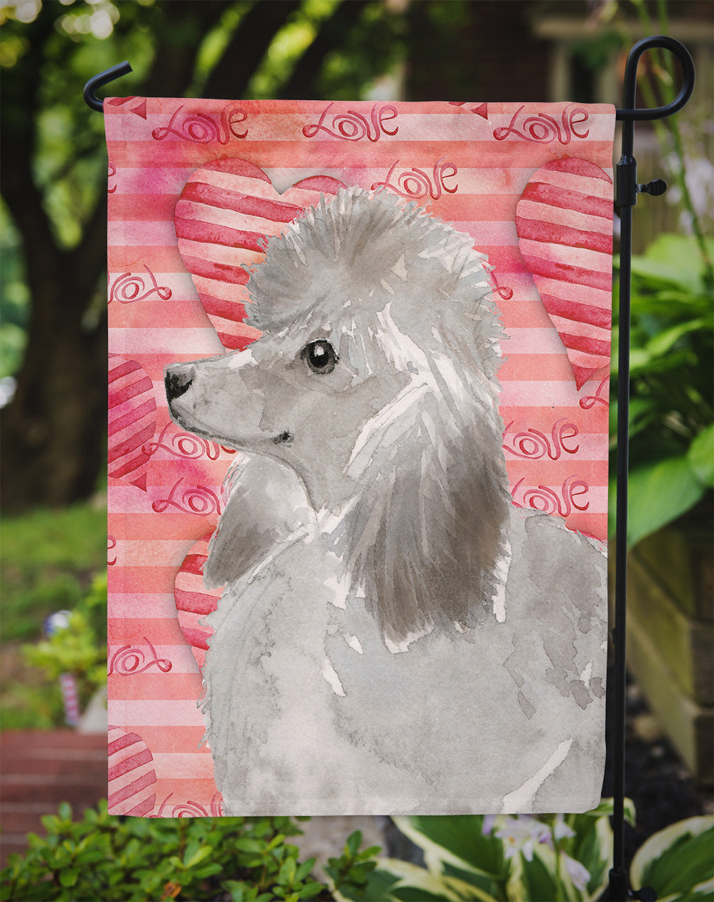 Grey Standard Poodle Love Garden Flag Mailbox Decorative Yard Banner Outside Patio Artwork for Flower Beds, Garden Size, Multicolor