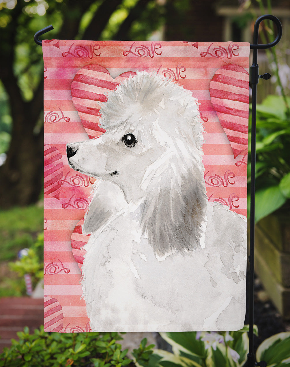 White Standard Poodle Love Garden Flag Mailbox Decorative Yard Banner Outside Patio Artwork for Flower Beds, Garden Size, Multicolor