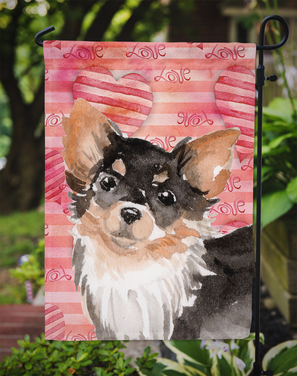 Long Haired Chihuahua Love Garden Flag Mailbox Decorative Yard Banner Outside Patio Artwork for Flower Beds, Garden Size, Multicolor