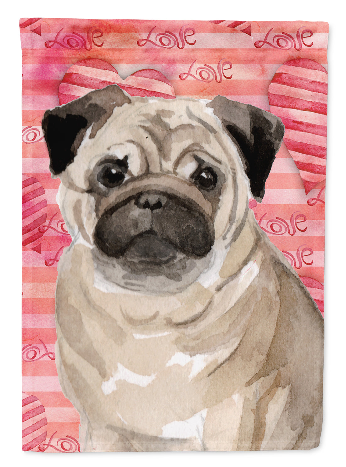 Fawn Pug Love Garden Flag Mailbox Decorative Yard Banner Outside Patio Artwork for Flower Beds, Garden Size, Multicolor