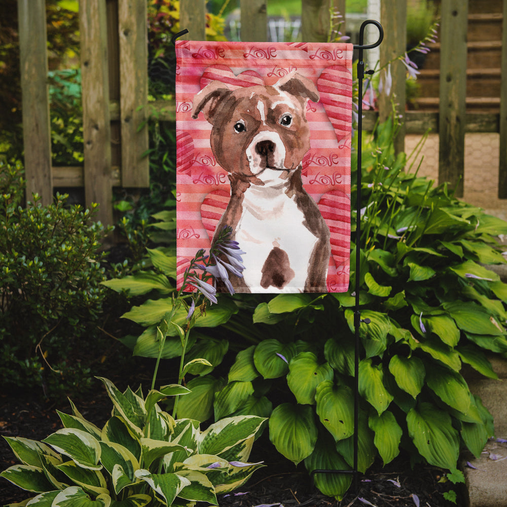Red Staffie Bull Terrier Love Garden Flag Mailbox Decorative Yard Banner Outside Patio Artwork for Flower Beds, Garden Size, Multicolor