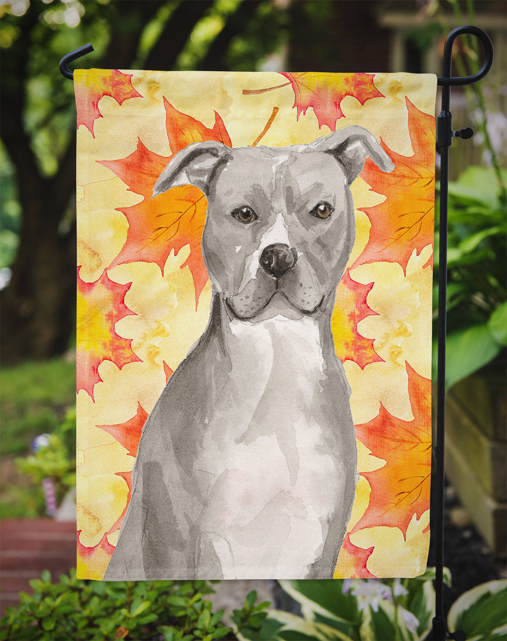 Staffordshire Bull Terrier Fall Garden Flag Mailbox Decorative Yard Banner Outside Patio Artwork for Flower Beds, Garden Size, Multicolor