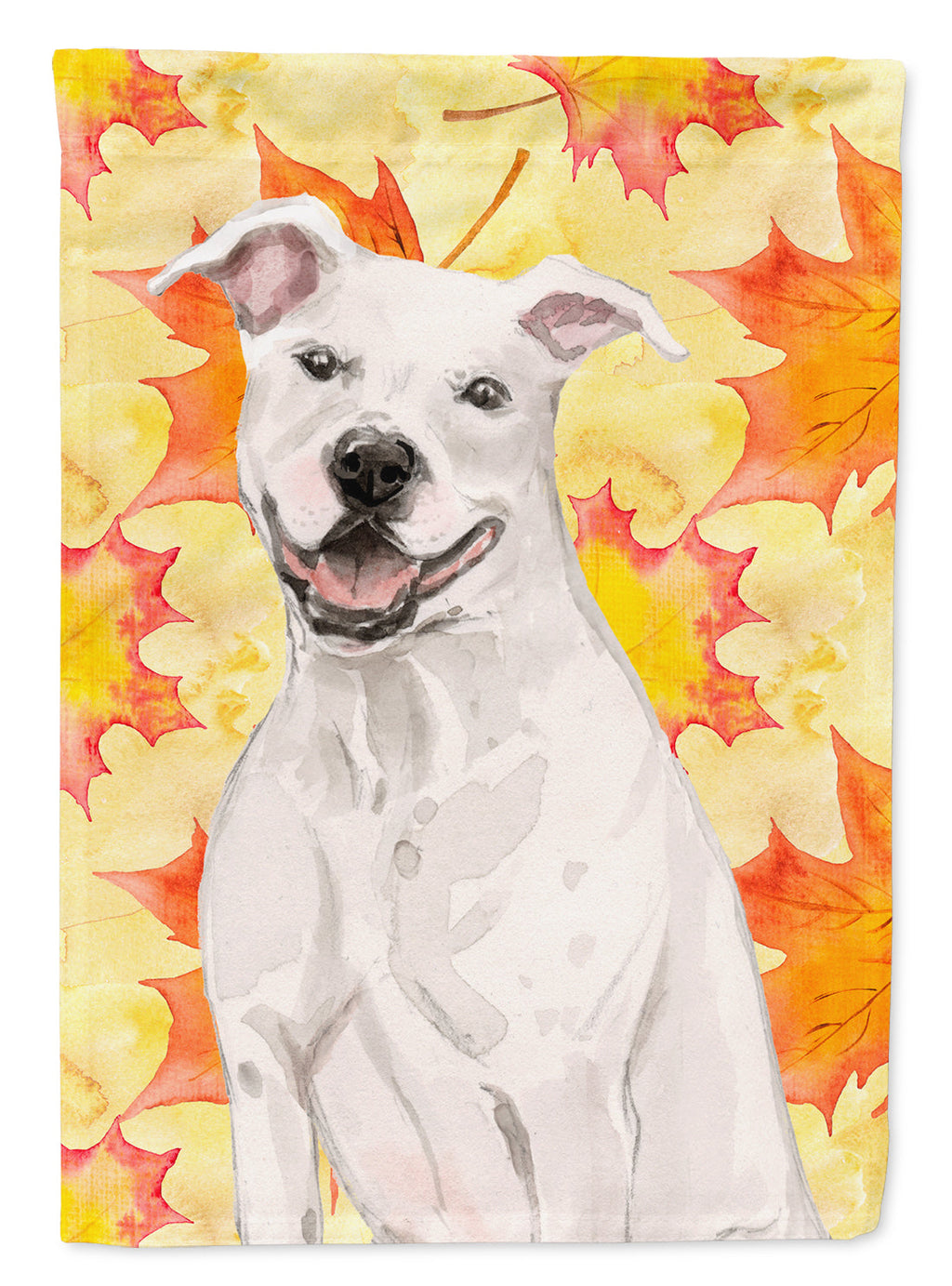 White Staffie Bull Terrier Fall Garden Flag Mailbox Decorative Yard Banner Outside Patio Artwork for Flower Beds, Garden Size, Multicolor