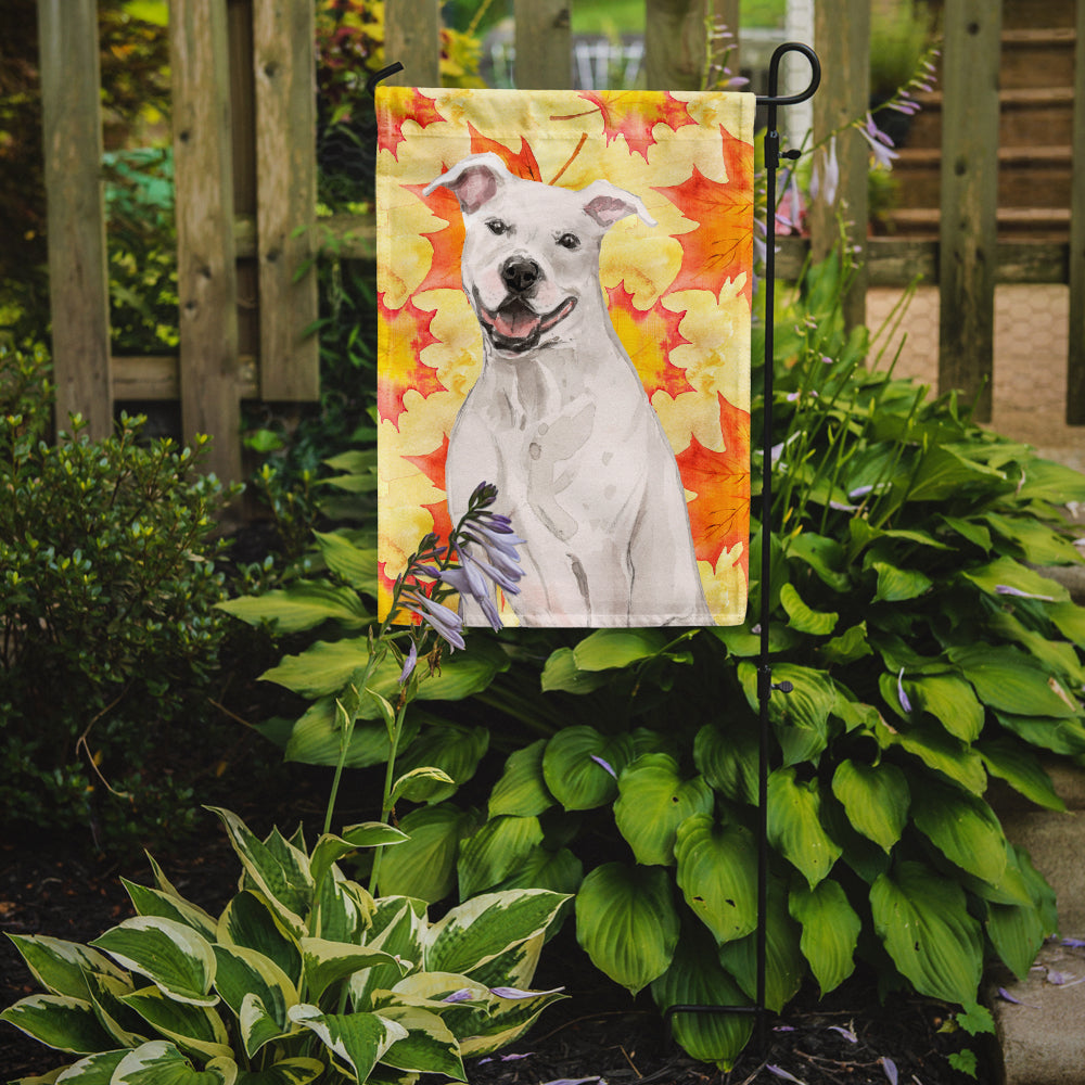 White Staffie Bull Terrier Fall Garden Flag Mailbox Decorative Yard Banner Outside Patio Artwork for Flower Beds, Garden Size, Multicolor