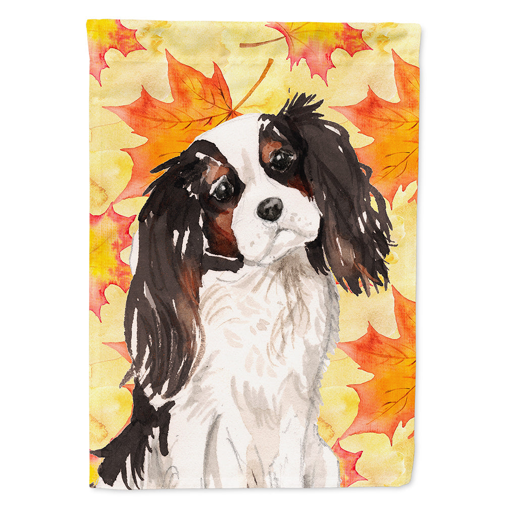 Tricolor Cavalier Spaniel Fall House Flag 28x40 Porch Sleeve Pole Decorative Outside Yard Banner Artwork Wall Hanging, Polyester