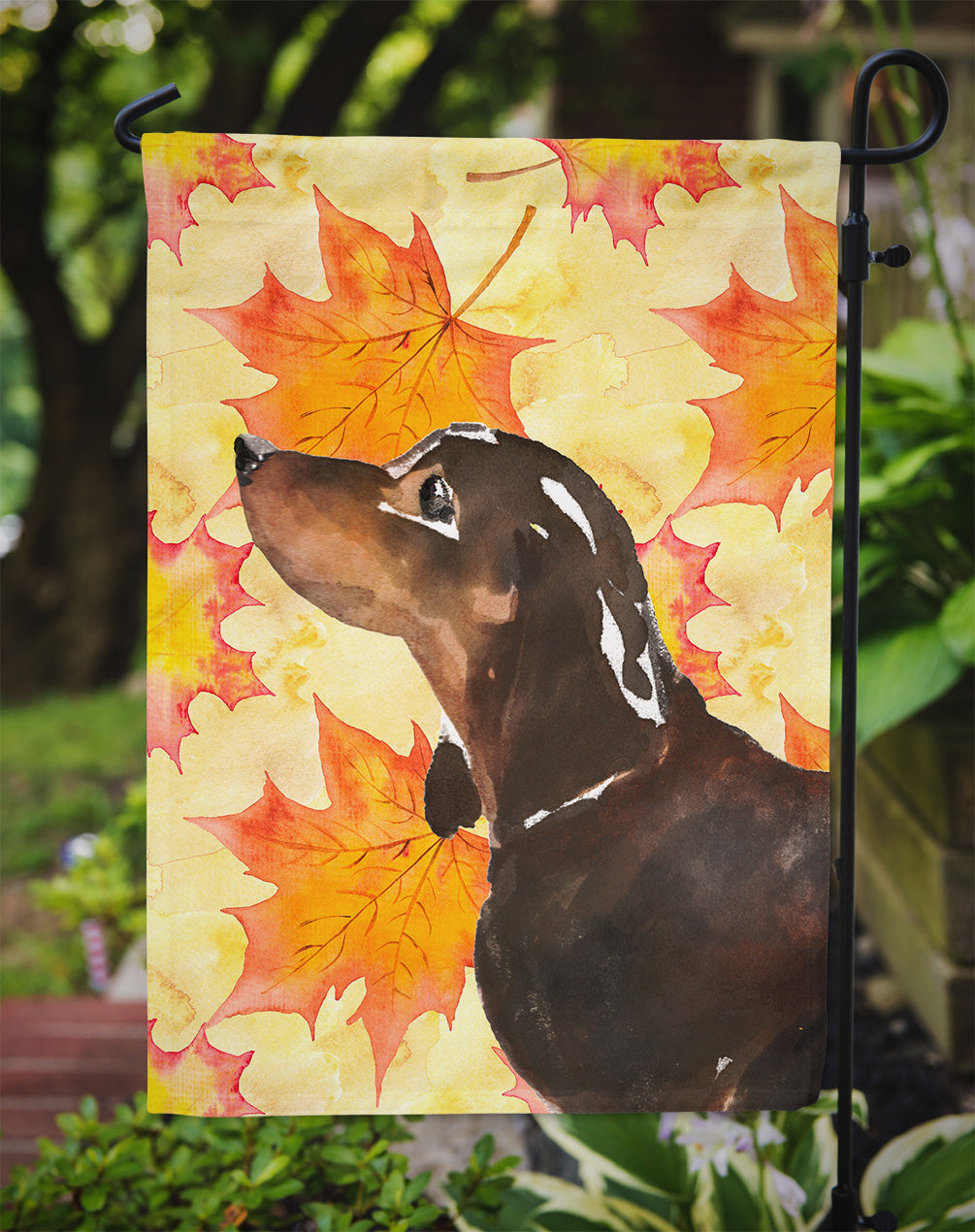 Black and Tan Dachshund Fall Garden Flag Mailbox Decorative Yard Banner Outside Patio Artwork for Flower Beds, Garden Size, Multicolor