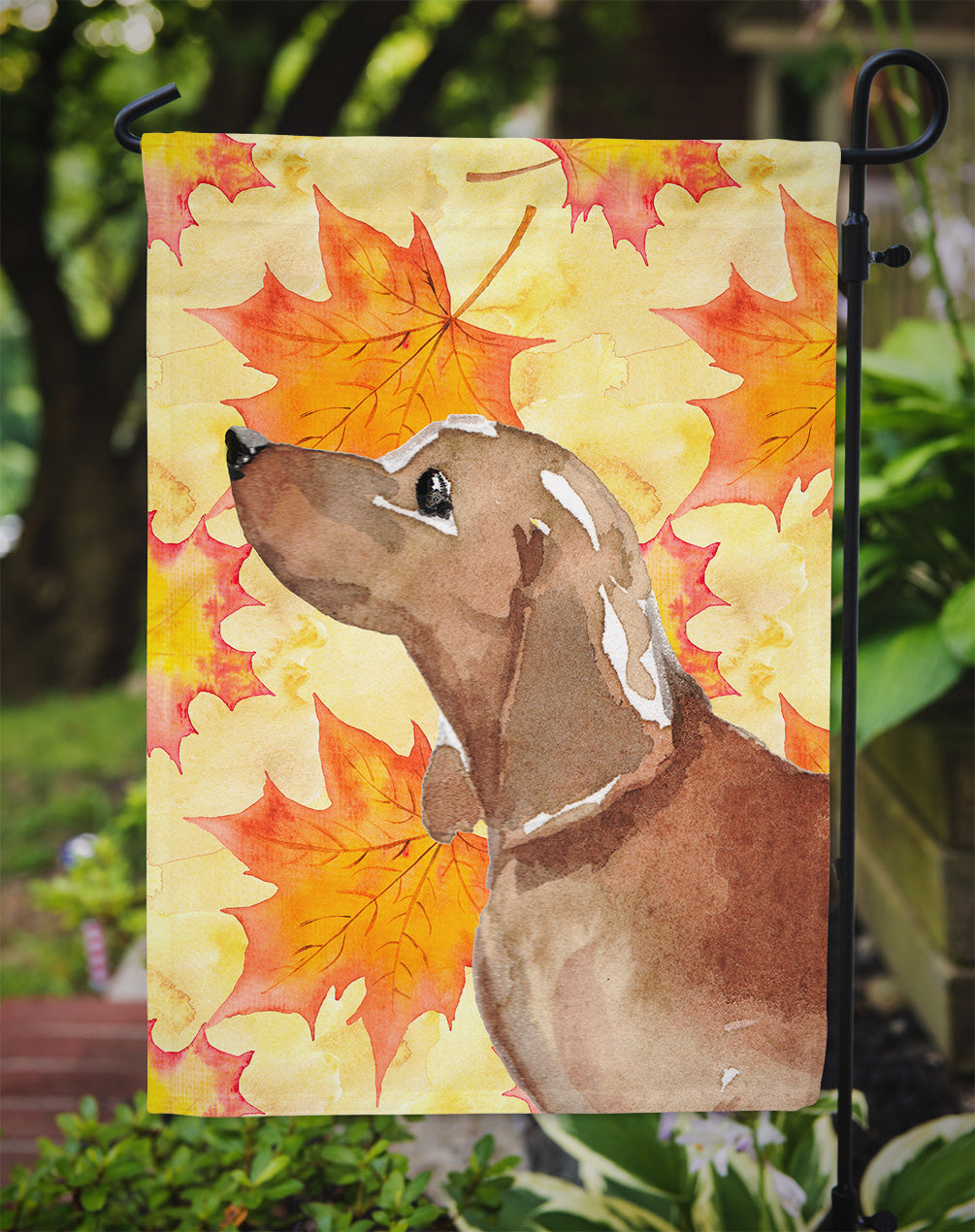 Red Tan Dachshund Fall Garden Flag Mailbox Decorative Yard Banner Outside Patio Artwork for Flower Beds, Garden Size, Multicolor