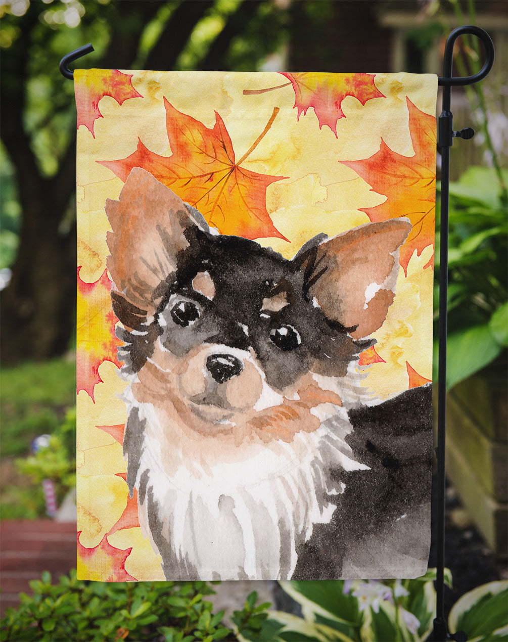 Long Haired Chihuahua Fall Garden Flag Mailbox Decorative Yard Banner Outside Patio Artwork for Flower Beds, Garden Size, Multicolor