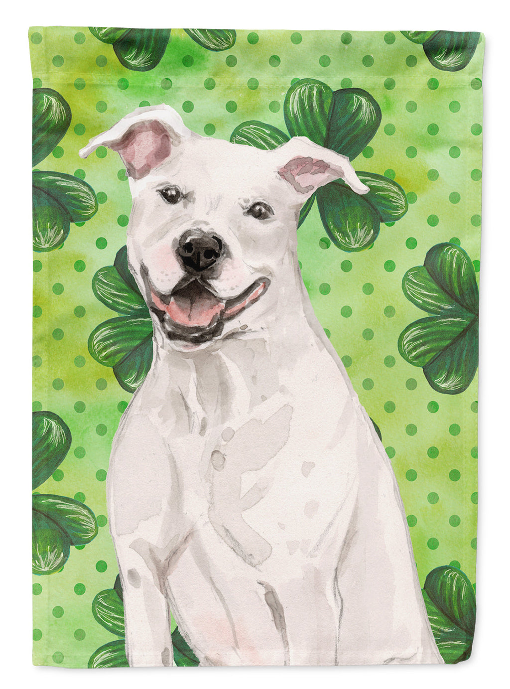 White Staffie Bull Terrier St. Patrick's Garden Flag Mailbox Decorative Yard Banner Outside Patio Artwork for Flower Beds, Garden Size, Multicolor