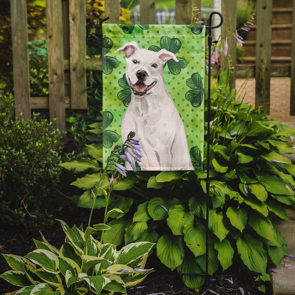 White Staffie Bull Terrier St. Patrick's Garden Flag Mailbox Decorative Yard Banner Outside Patio Artwork for Flower Beds, Garden Size, Multicolor