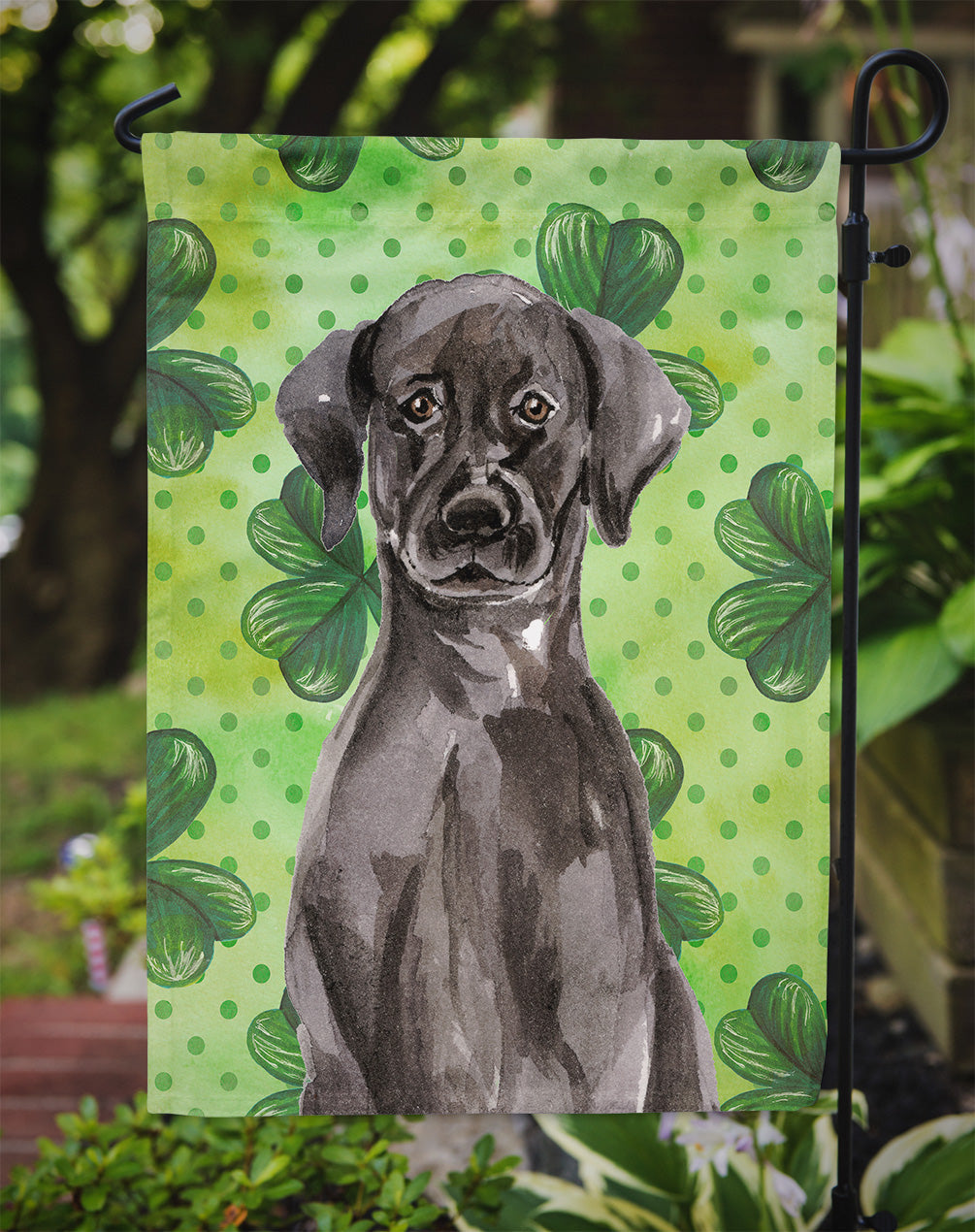 Black Labrador St. Patrick's Garden Flag Mailbox Decorative Yard Banner Outside Patio Artwork for Flower Beds, Garden Size, Multicolor