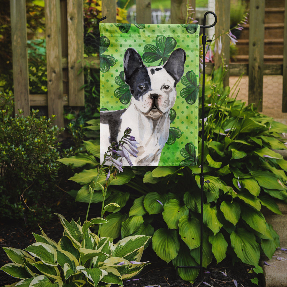 Black White French Bulldog St. Patrick's Garden Flag Mailbox Decorative Yard Banner Outside Patio Artwork for Flower Beds, Garden Size, Multicolor