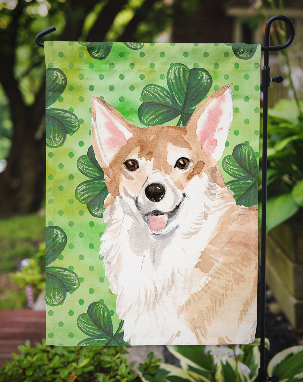 Corgi St. Patrick's Garden Flag Mailbox Decorative Yard Banner Outside Patio Artwork for Flower Beds, Garden Size, Multicolor