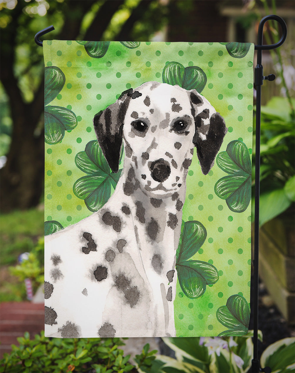 Dalmatian St. Patrick's Garden Flag Mailbox Decorative Yard Banner Outside Patio Artwork for Flower Beds, Garden Size, Multicolor