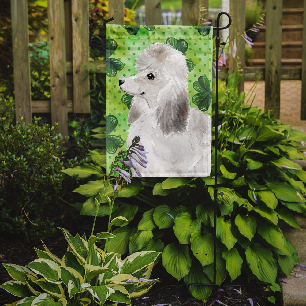White Standard Poodle St. Patrick's Garden Flag Mailbox Decorative Yard Banner Outside Patio Artwork for Flower Beds, Garden Size, Multicolor