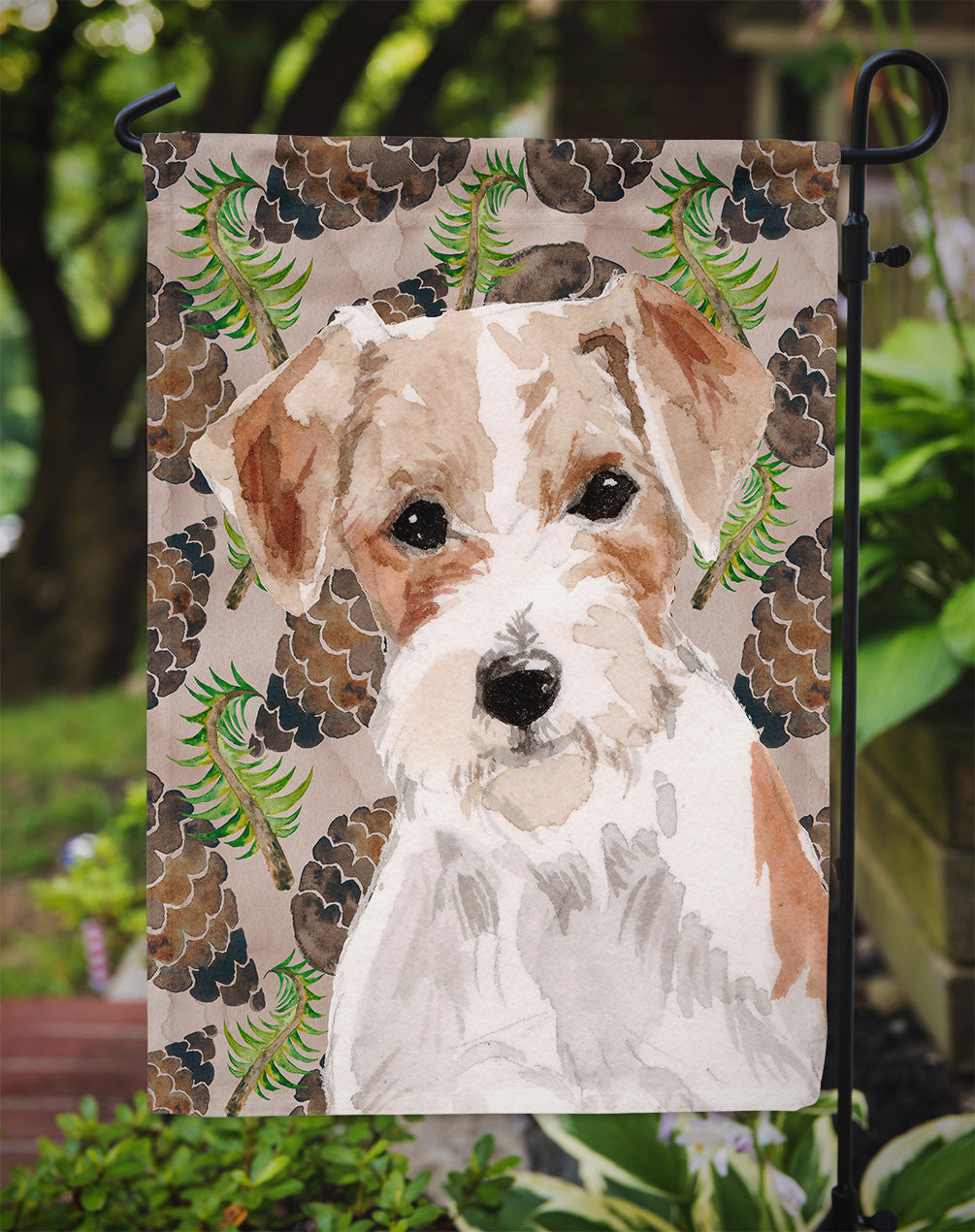 Wire Hair Jack Russell Pine Cones Garden Flag Mailbox Decorative Yard Banner Outside Patio Artwork for Flower Beds, Garden Size, Multicolor