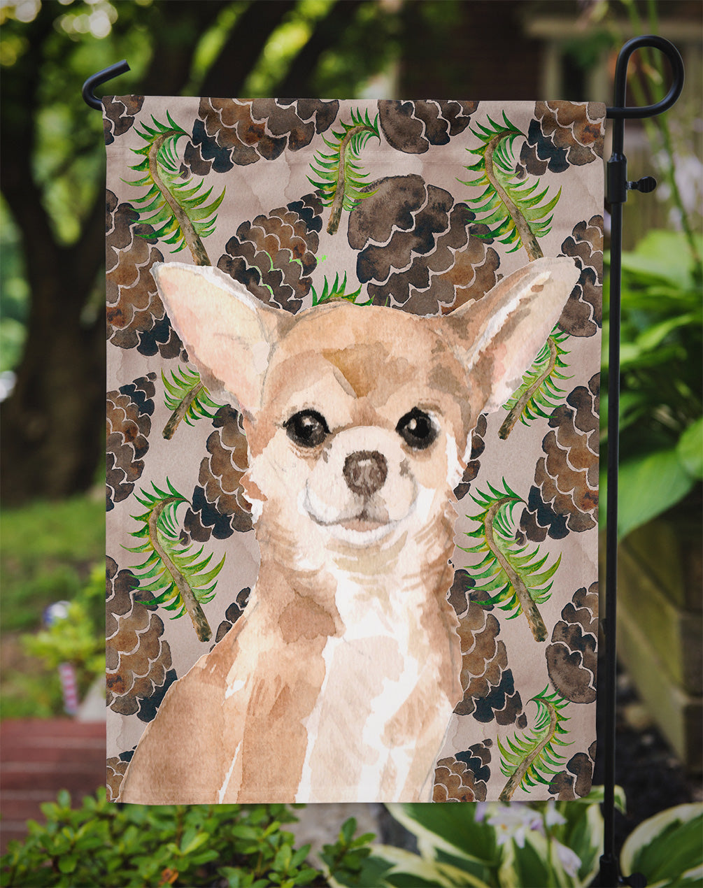 Chihuahua Pine Cones Garden Flag Mailbox Decorative Yard Banner Outside Patio Artwork for Flower Beds, Garden Size, Multicolor
