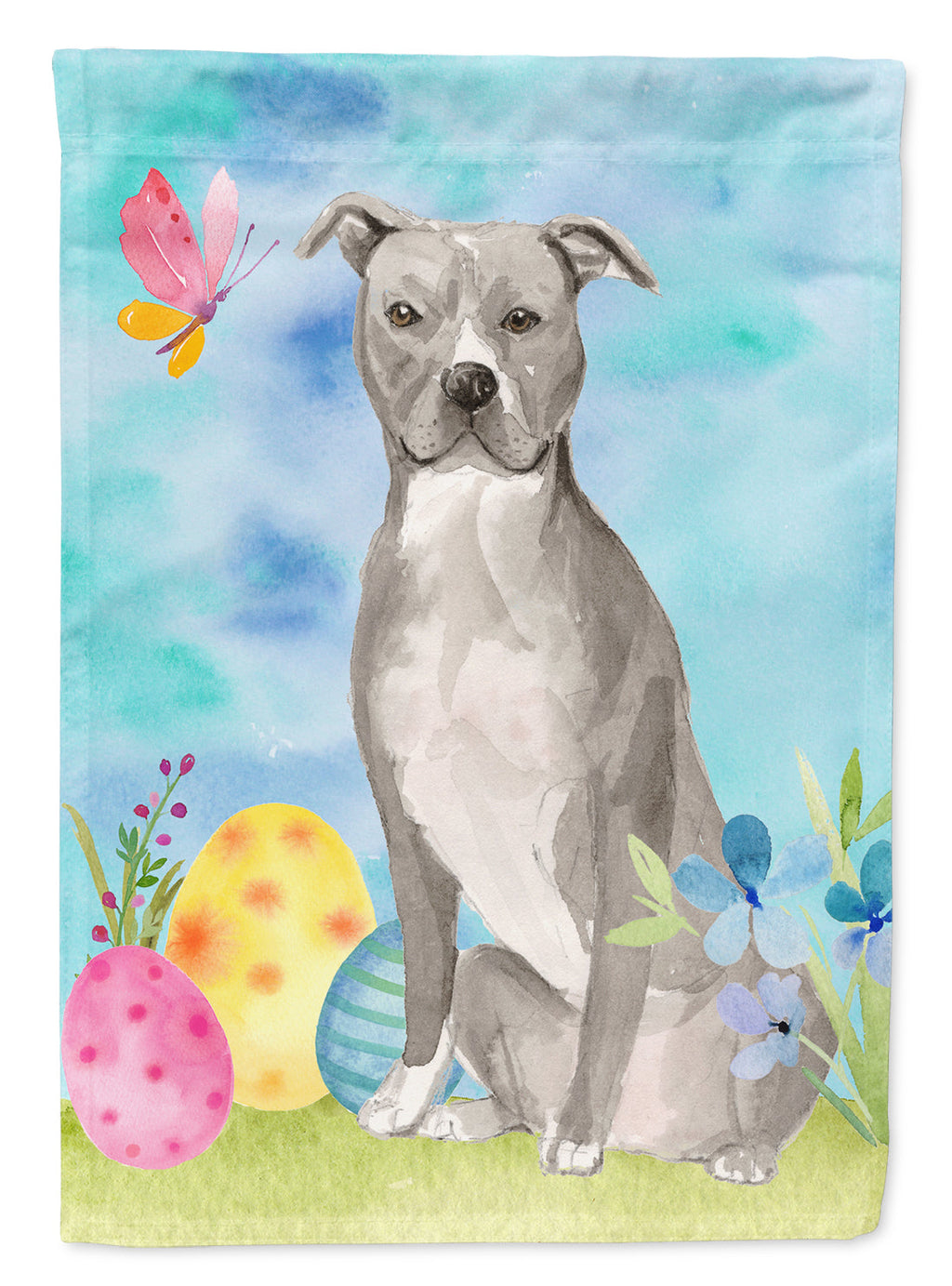 Staffordshire Bull Terrier Easter Garden Flag Mailbox Decorative Yard Banner Outside Patio Artwork for Flower Beds, Garden Size, Multicolor