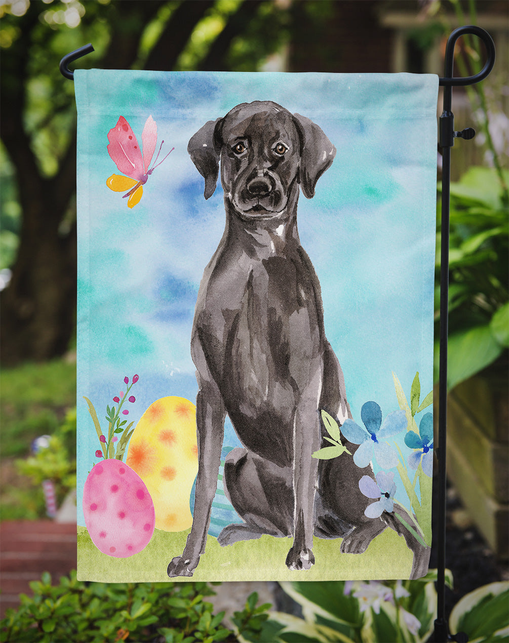 Black Labrador Easter Garden Flag Mailbox Decorative Yard Banner Outside Patio Artwork for Flower Beds, Garden Size, Multicolor