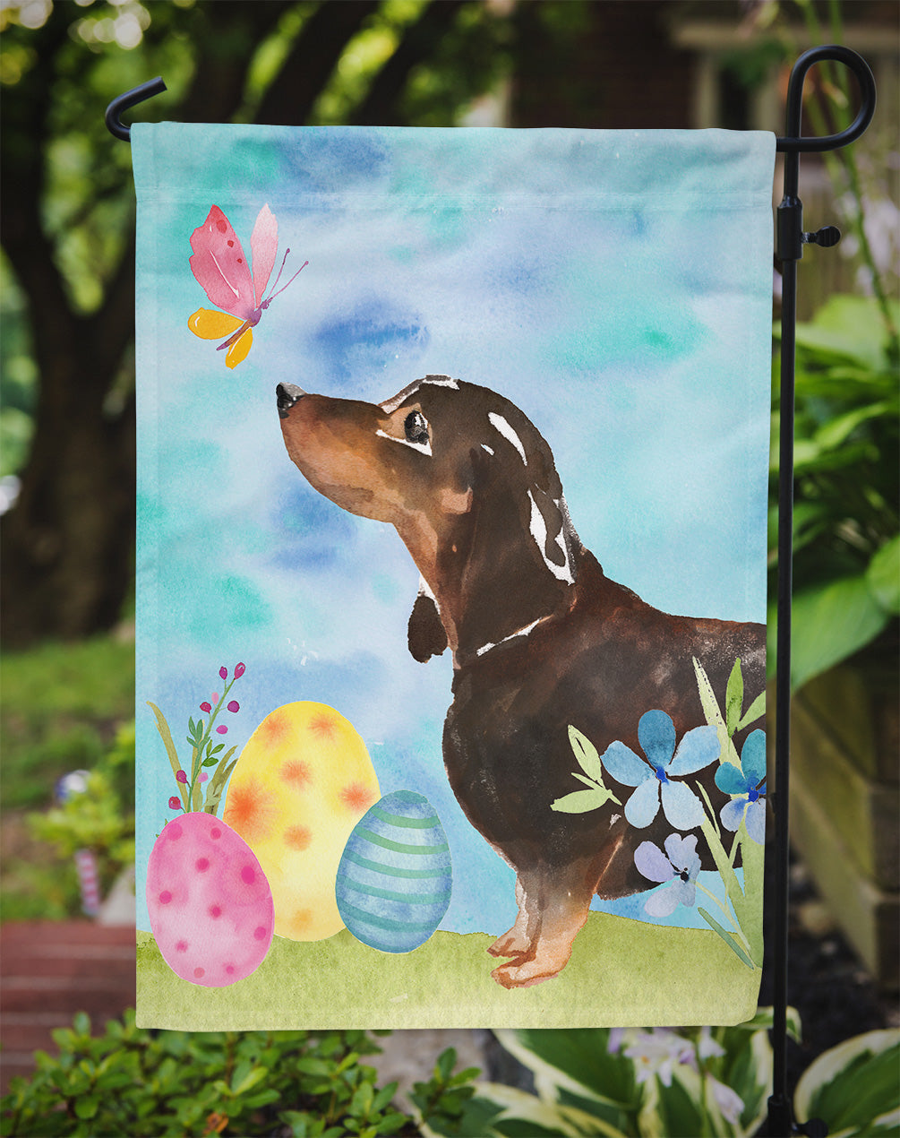 Black and Tan Dachshund Easter Garden Flag Mailbox Decorative Yard Banner Outside Patio Artwork for Flower Beds, Garden Size, Multicolor