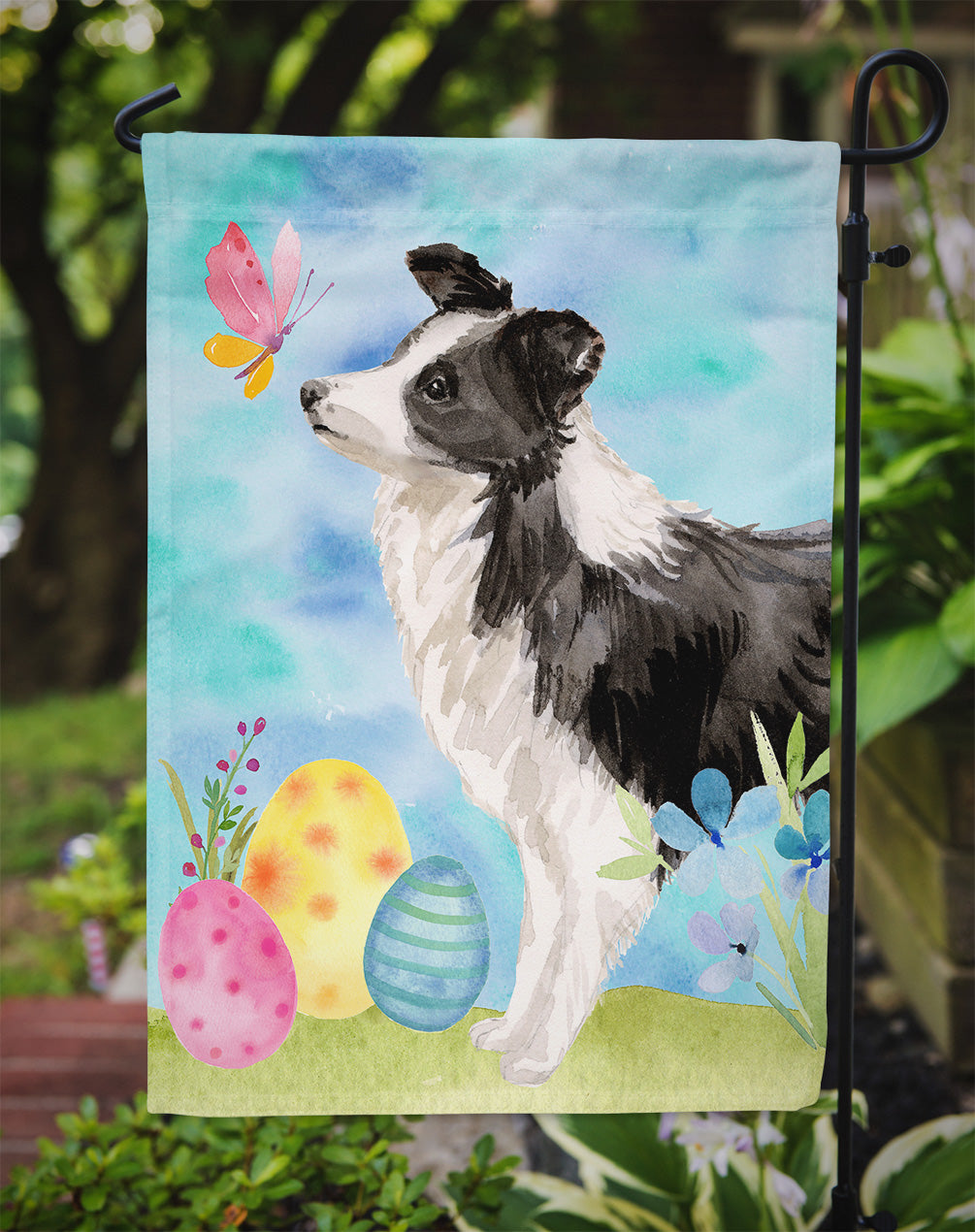Border Collie Easter Garden Flag Mailbox Decorative Yard Banner Outside Patio Artwork for Flower Beds, Garden Size, Multicolor