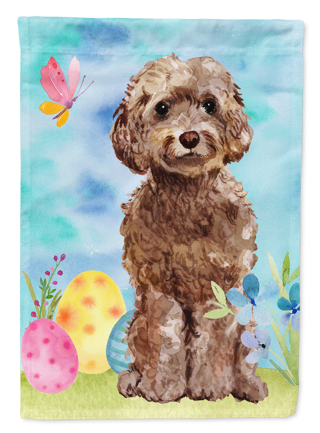 Brown Cockapoo Easter Garden Flag Mailbox Decorative Yard Banner Outside Patio Artwork for Flower Beds, Garden Size, Multicolor