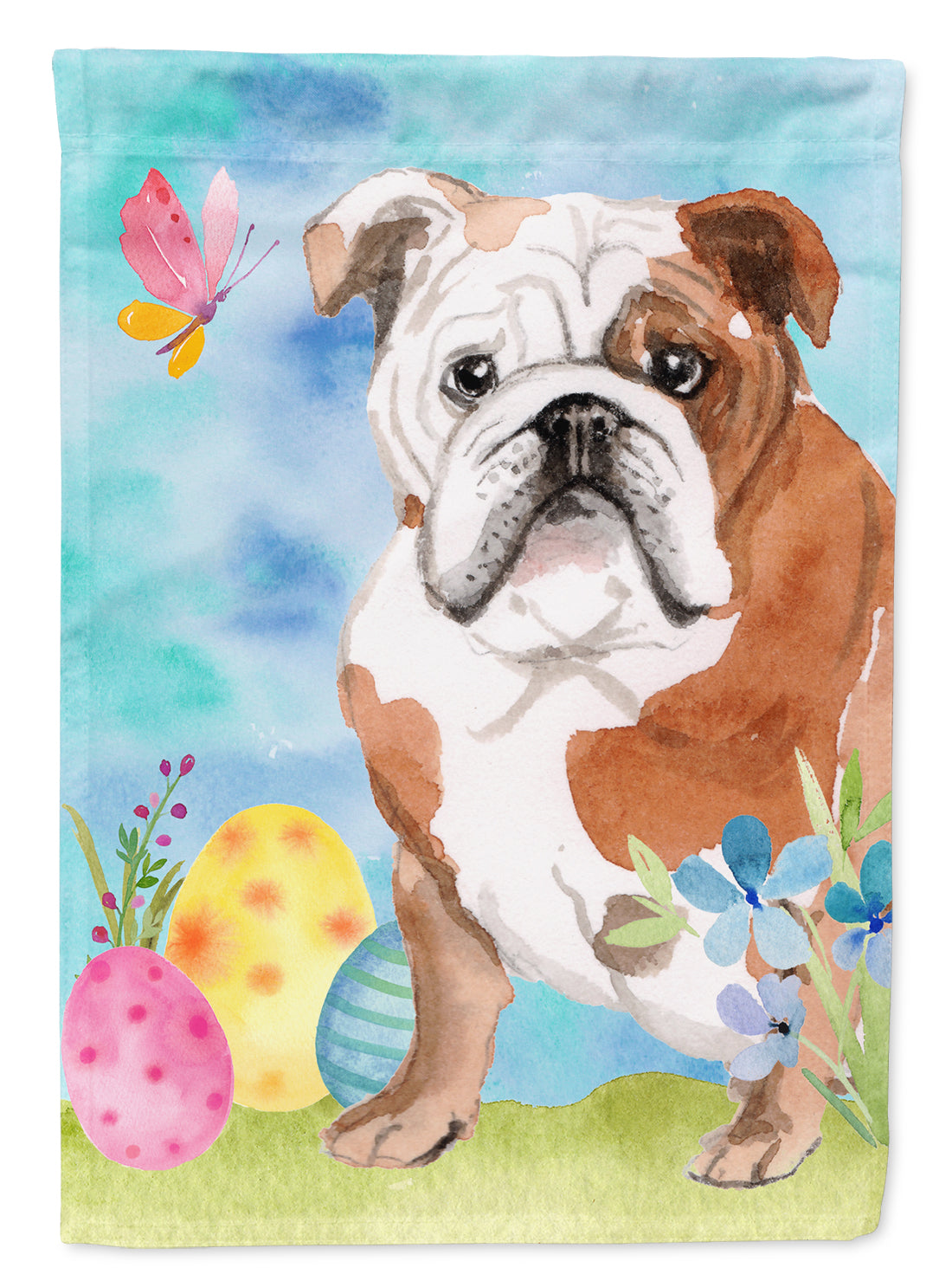 English Bulldog Easter Garden Flag Mailbox Decorative Yard Banner Outside Patio Artwork for Flower Beds, Garden Size, Multicolor