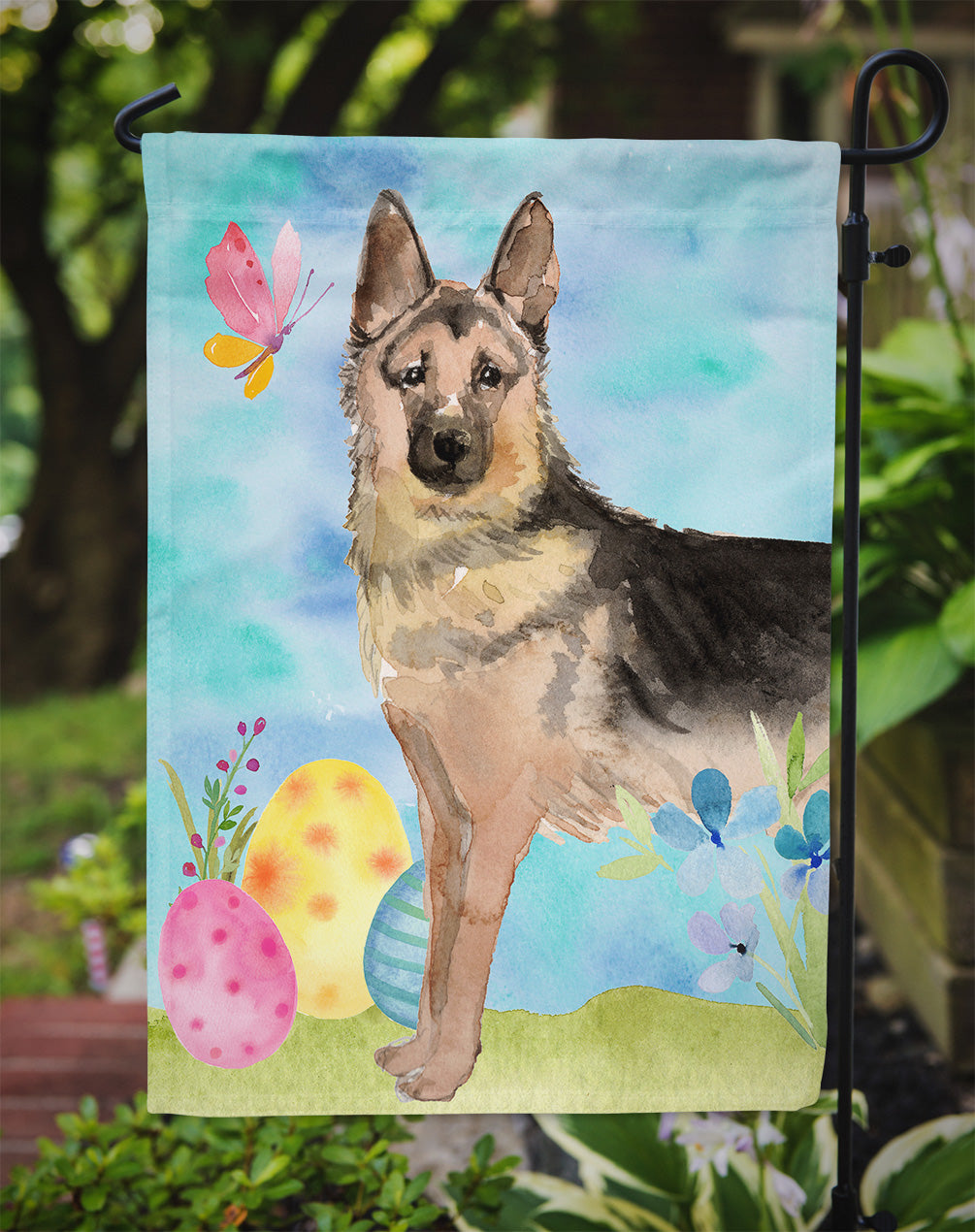 German Shepherd Easter Garden Flag Mailbox Decorative Yard Banner Outside Patio Artwork for Flower Beds, Garden Size, Multicolor