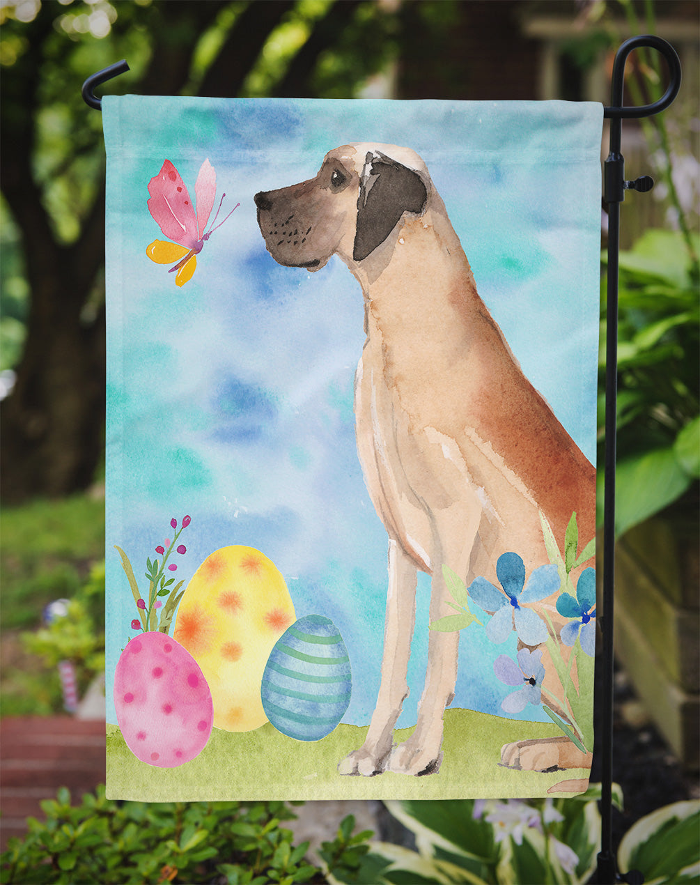 Fawn Natural Great Dane Easter Garden Flag Mailbox Decorative Yard Banner Outside Patio Artwork for Flower Beds, Garden Size, Multicolor