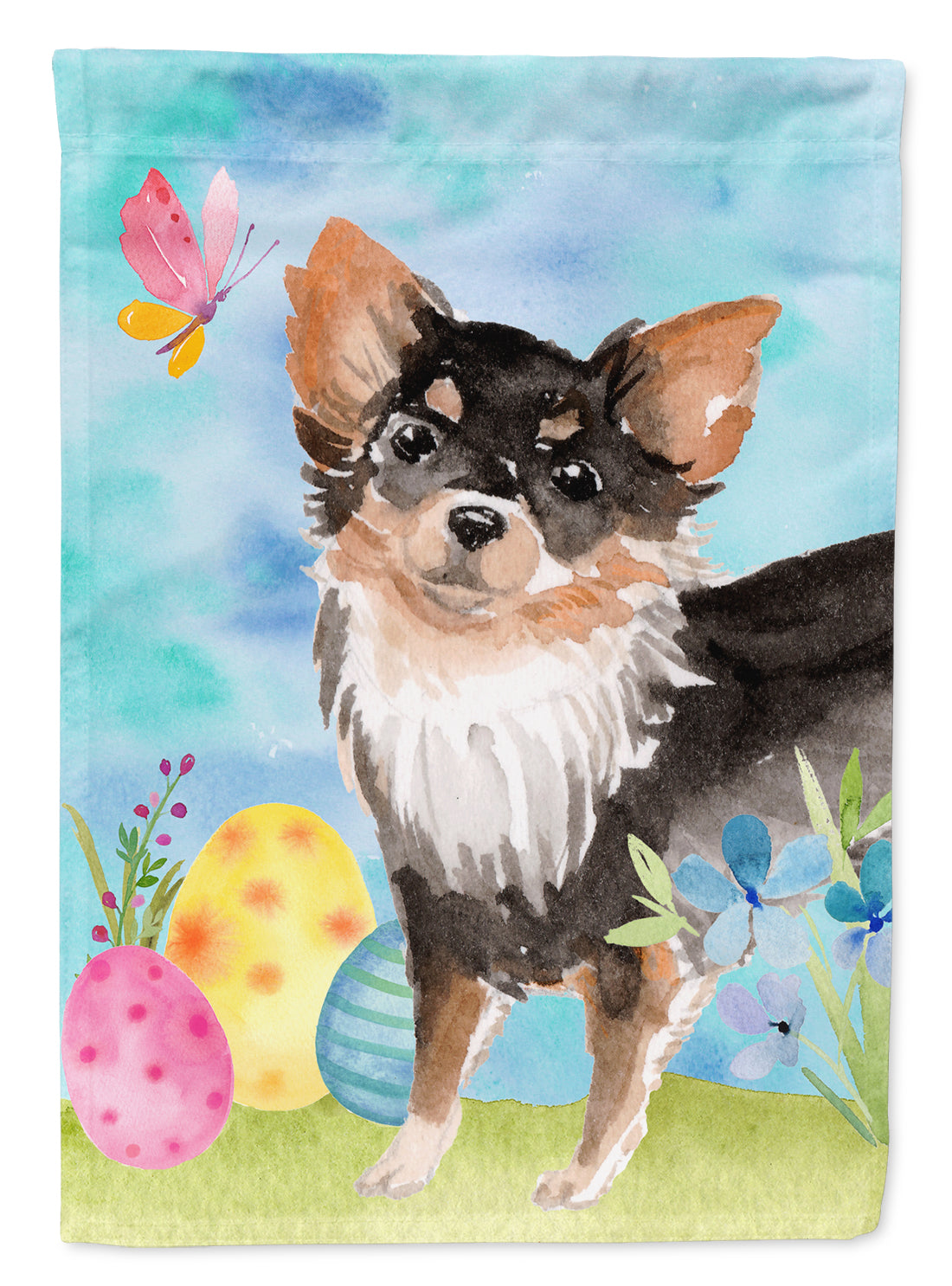 Long Haired Chihuahua Easter Garden Flag Mailbox Decorative Yard Banner Outside Patio Artwork for Flower Beds, Garden Size, Multicolor