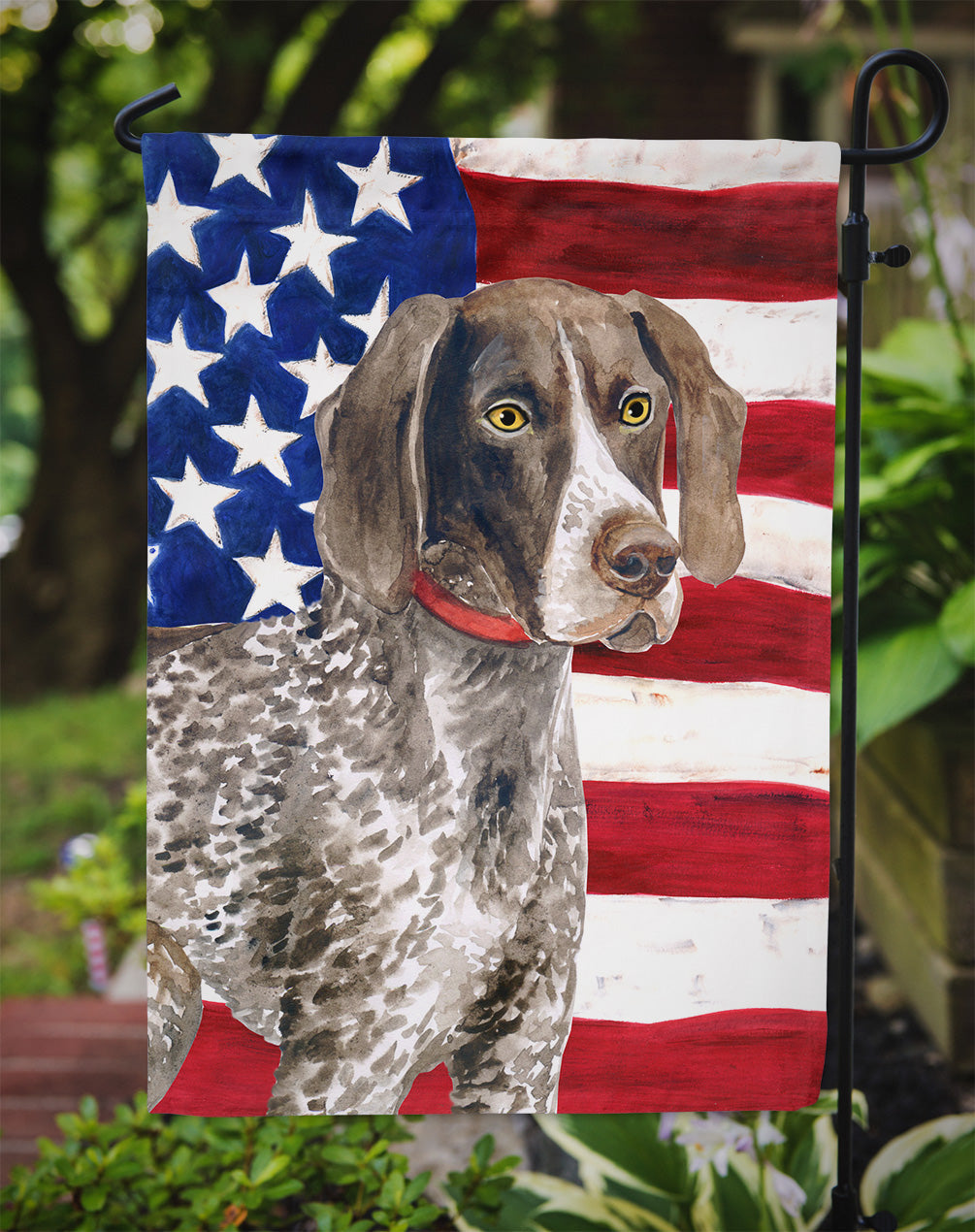 German Shorthaired Pointer Patriotic Garden Flag Mailbox Decorative Yard Banner Outside Patio Artwork for Flower Beds, Garden Size, Multicolor